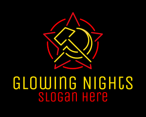 Neon Lights - Neon Hammer & Sickle logo design