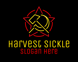 Neon Hammer & Sickle logo design