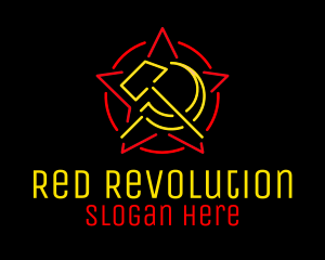 Neon Hammer & Sickle logo design