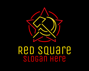 Russia - Neon Hammer & Sickle logo design