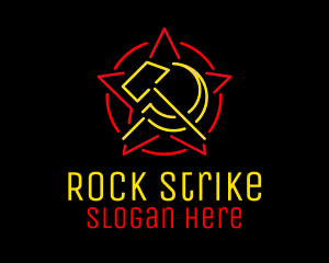 Neon Hammer & Sickle logo design