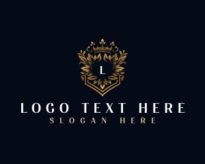 Lettermark - Leaf Crown Shield logo design