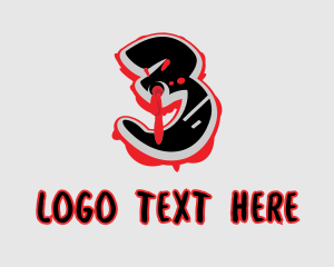Hip Hop - Splatter Graffiti Number 3 logo design