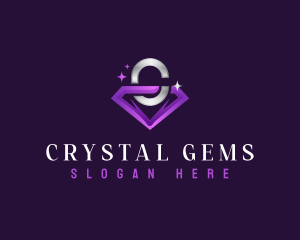 Diamond Gem Letter C logo design