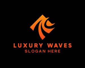 Swoosh Wave Diamond logo design