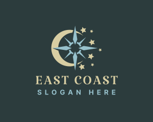 East - Crescent Moon Compass logo design