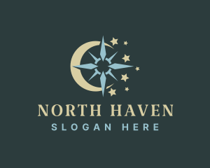 North - Crescent Moon Compass logo design