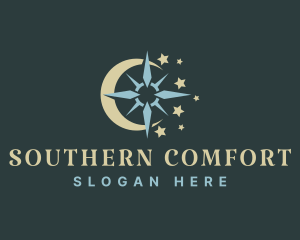 South - Crescent Moon Compass logo design