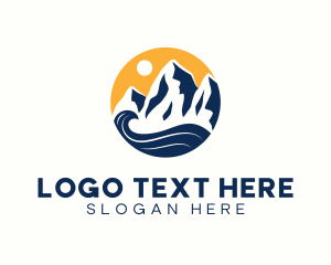 Hiker - Mountain Summit Wave logo design