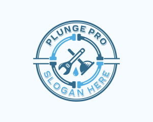 Plunger - Wrench Plunger Plumbing logo design