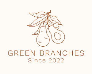 Avocado Fruit Branch logo design