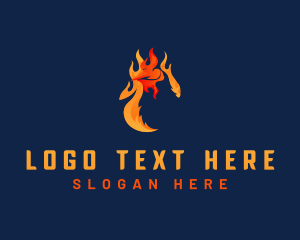 Barbecue - Roasted Chicken Flame logo design