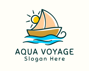 Ferry - Vacation Sailing Boat logo design