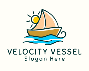 Vacation Sailing Boat logo design