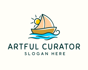 Vacation Sailing Boat logo design