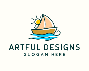 Vacation Sailing Boat logo design