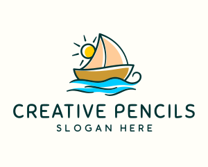 Vacation Sailing Boat logo design