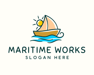 Vacation Sailing Boat logo design