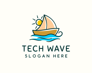 Vacation Sailing Boat logo design