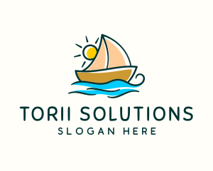 Vacation Sailing Boat logo design