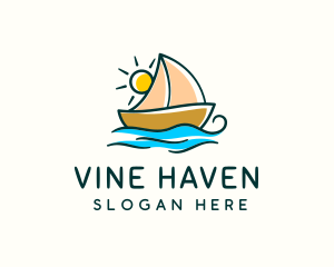 Vacation Sailing Boat logo design