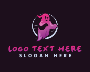 Haunted - Scary Halloween Ghost logo design