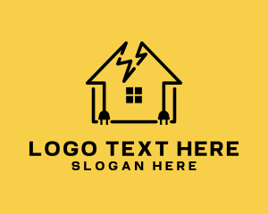 Plug - House Lightning Plug logo design