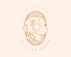 Upscale - Floral Golden Woman logo design