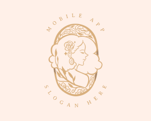 Rose - Floral Golden Woman logo design