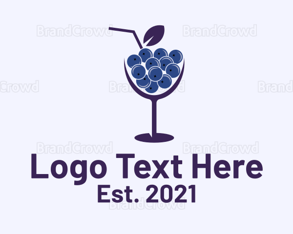 Blueberry Cocktail Drink Logo