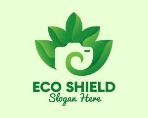 Green Eco Leaves Camera logo design