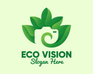 Green Eco Leaves Camera logo design