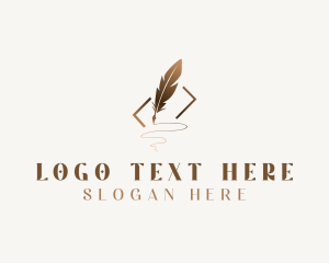 Poet - Feather Quill Writing logo design