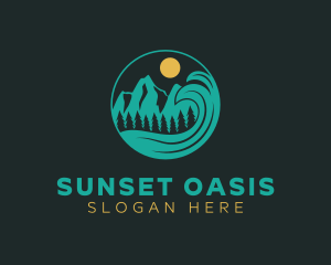 Mountain Sunset Wave logo design