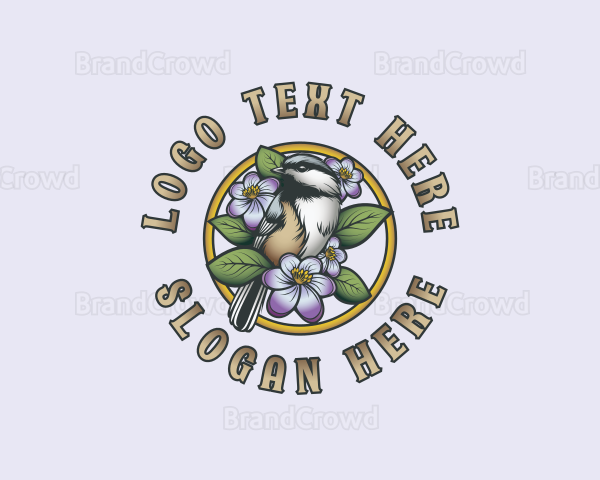 Floral Chickadee Bird Logo