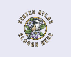 Floral Chickadee Bird logo design