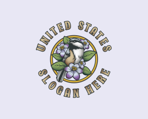 Floral Chickadee Bird logo design