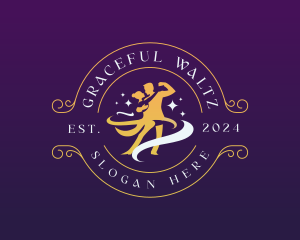 Waltz - Ballroom Couple Dancer logo design