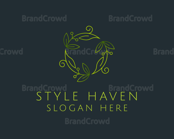 Green Leaves Ornament Logo