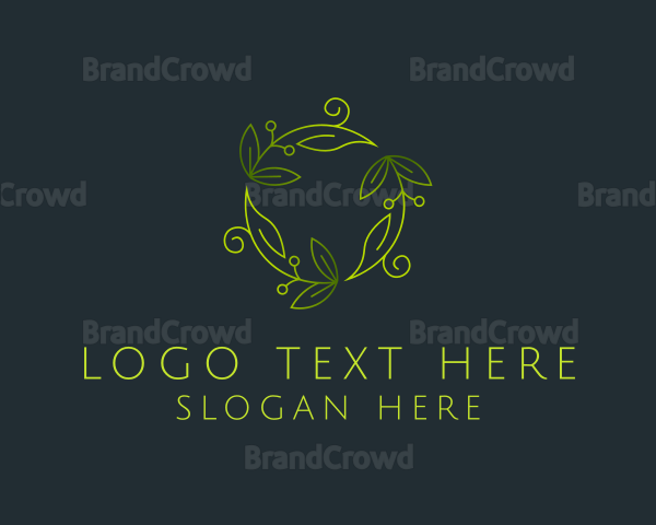 Green Leaves Ornament Logo