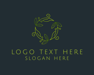 Spa - Green Leaves Ornament logo design