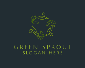 Green Leaves Ornament logo design