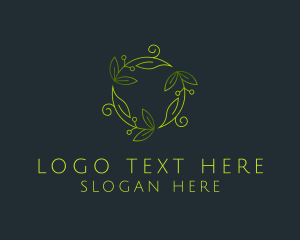 Shop - Green Leaves Ornament logo design