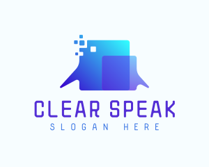 Pixel Speech Bubble logo design