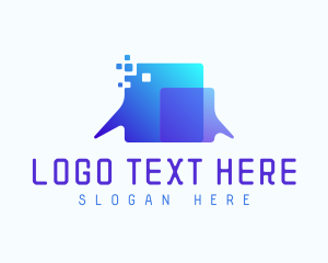 Dialogue - Pixel Speech Bubble logo design