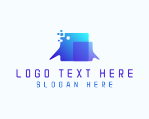 Dialogue - Pixel Speech Bubble logo design