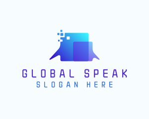 Translation - Pixel Speech Bubble logo design
