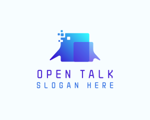 Pixel Speech Bubble logo design