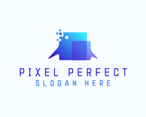 Pixel Speech Bubble logo design