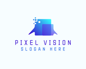 Pixel Speech Bubble logo design